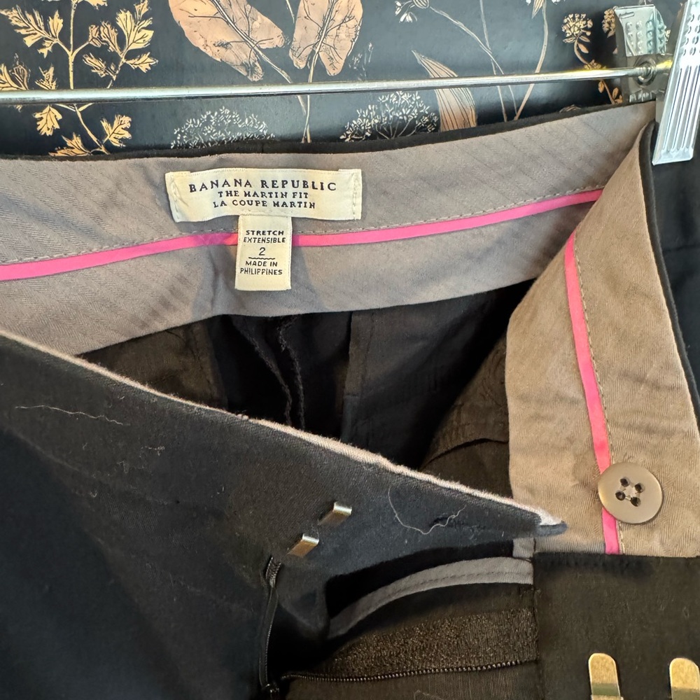 Banana Republic Black and Pink Trim Trousers